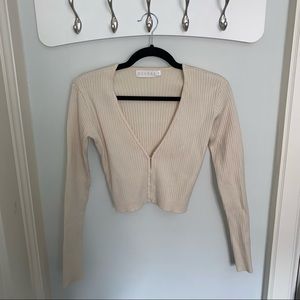 MESHKI Cream Cardigan Crop Top